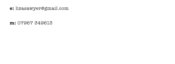 email: lizasawyer@gmail.com mobile: 07967349613